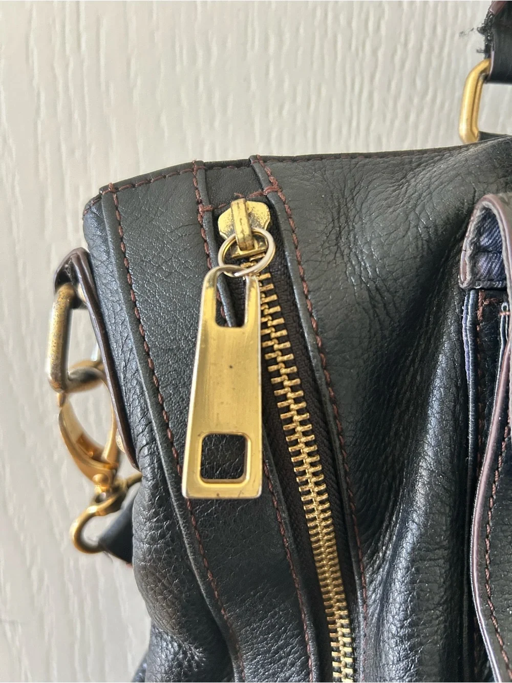 Steve Madden Edgy Utility Black Leather Tote Purse